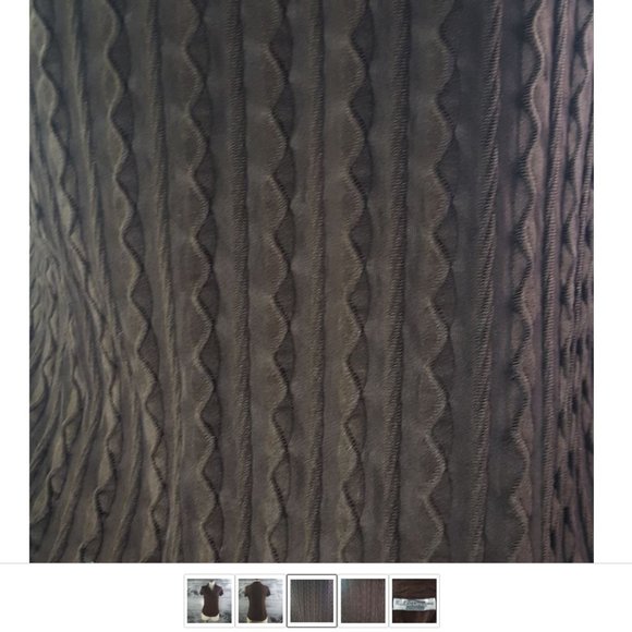 E.K Designs Ribbed Brocade stretchy buttons down shirt blouse dark chocolate - Picture 3 of 5